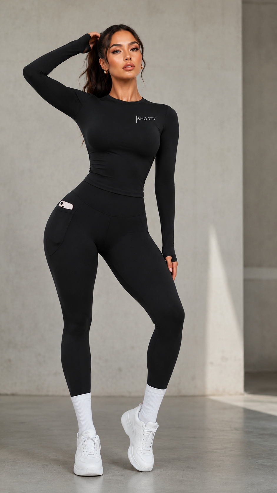 Black Winter Long Sleeve Top & Legging Set