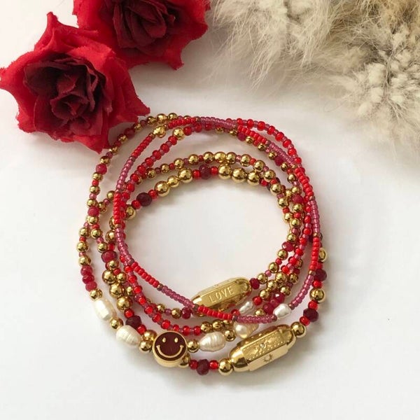 Set armband rood goud