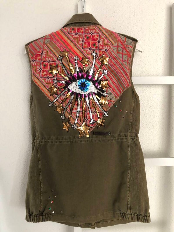 Up-cycled army gilet