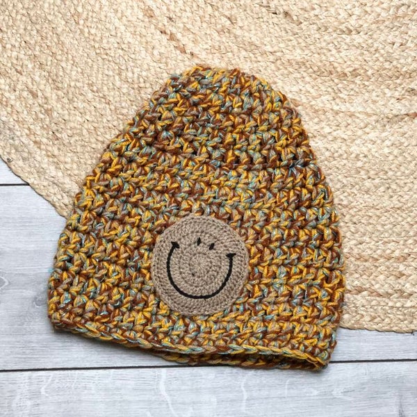 Crochet beanie smiley