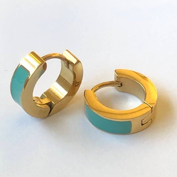 Oorbellen creolen turqouise