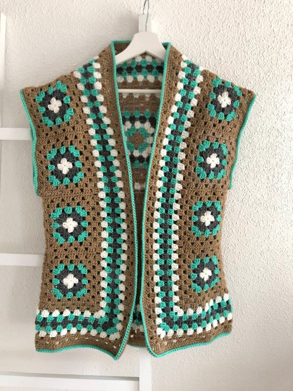 Granny square gilet Turqouise