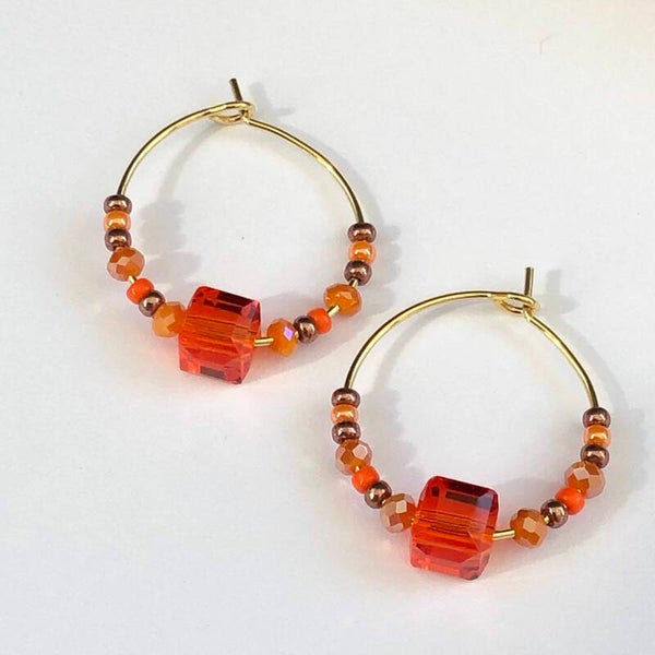 Oorbellen oranje, goud