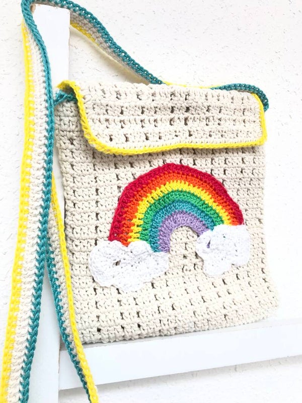 Rainbow crochet bag