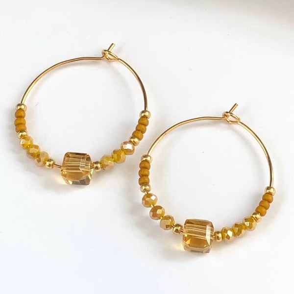 Oorbellen oker amber