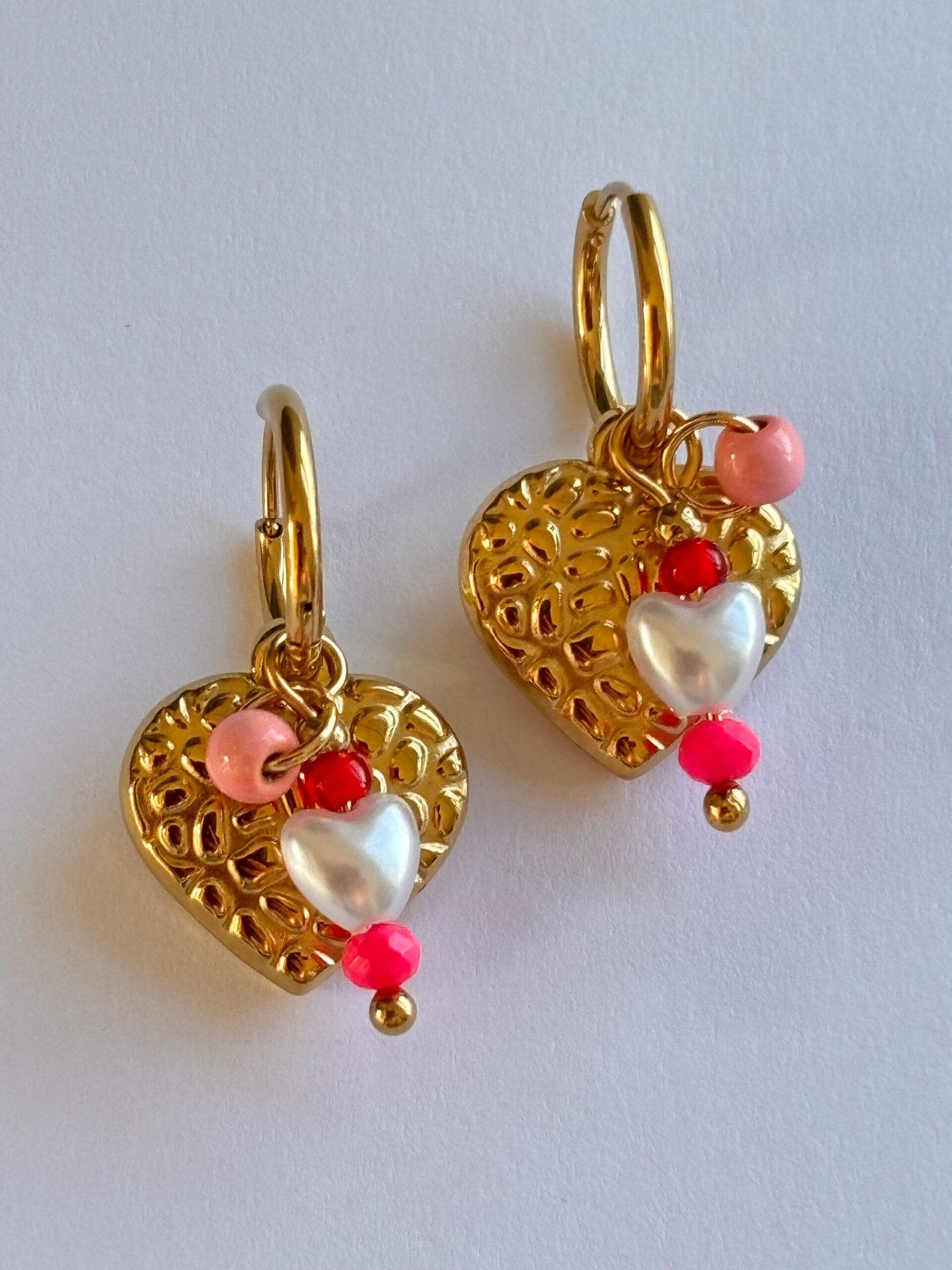 Oorbellen heart pink