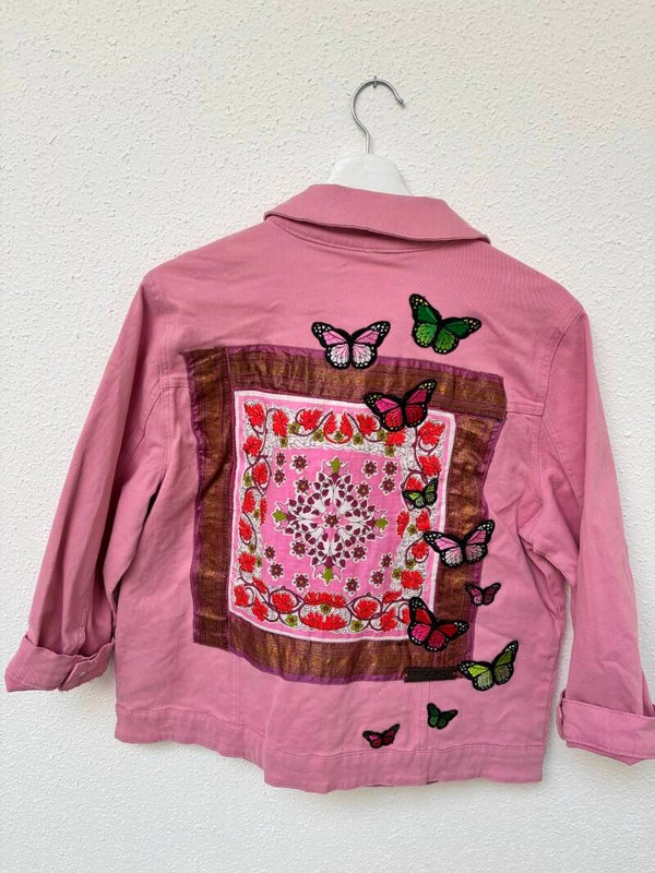 Up-cycled pink jeansjacket