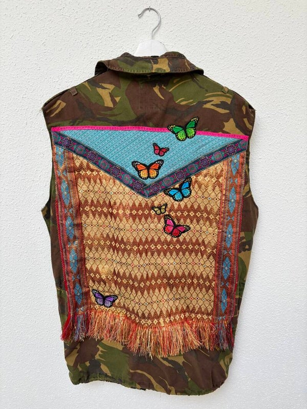 Up-cycled army gilet goldie