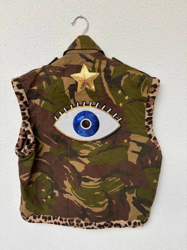 Up-cycled army gilet
