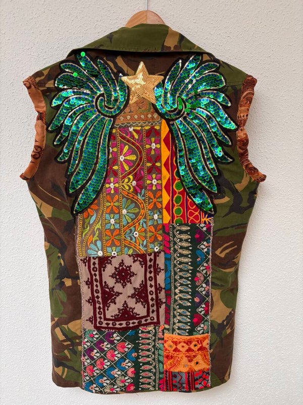 Up-cycled army gilet wings