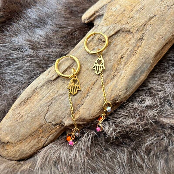 Oorbellen hamsa colour