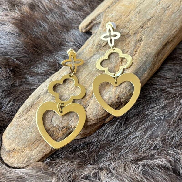 Oorbellen heart klaver