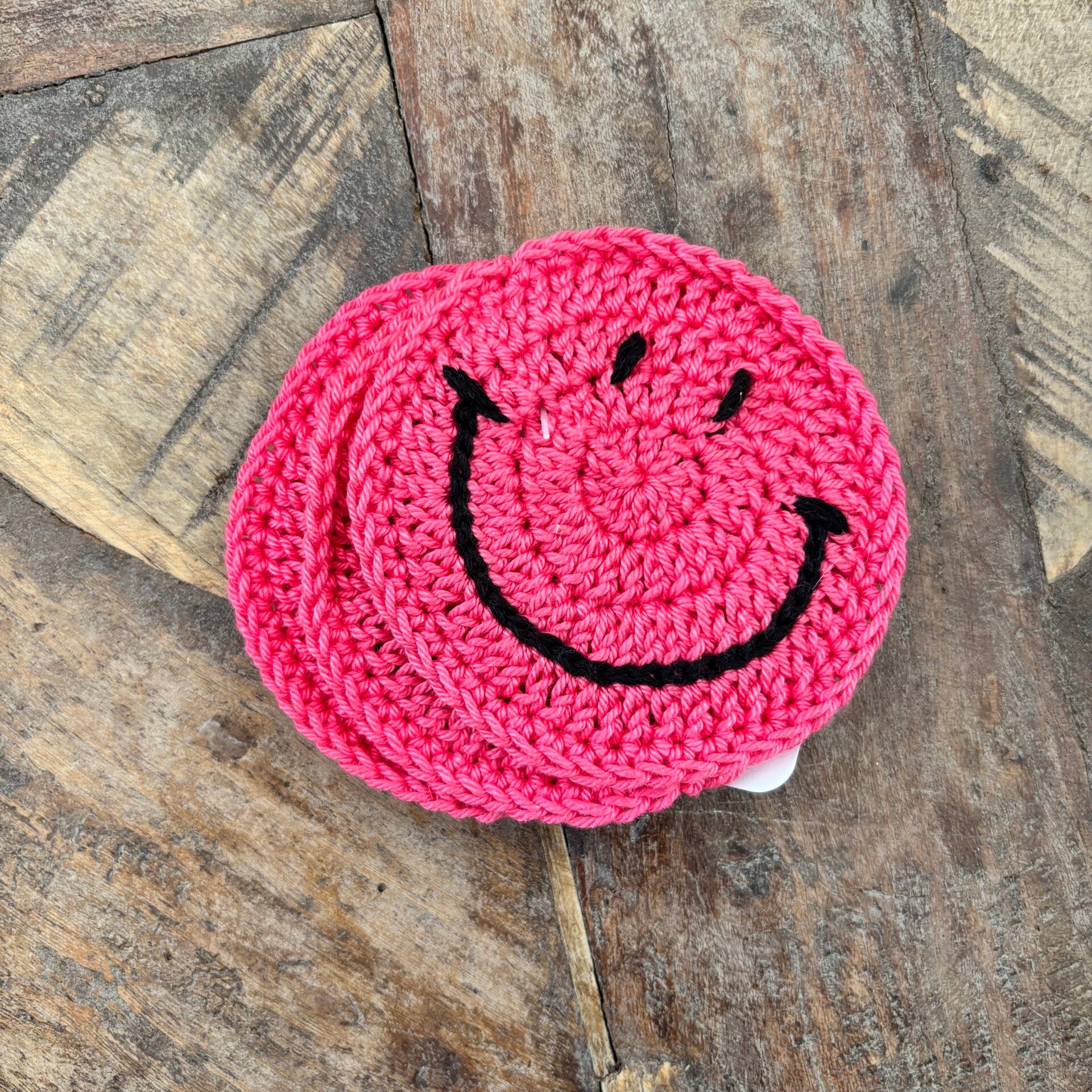 Crochet smiley onderzetters