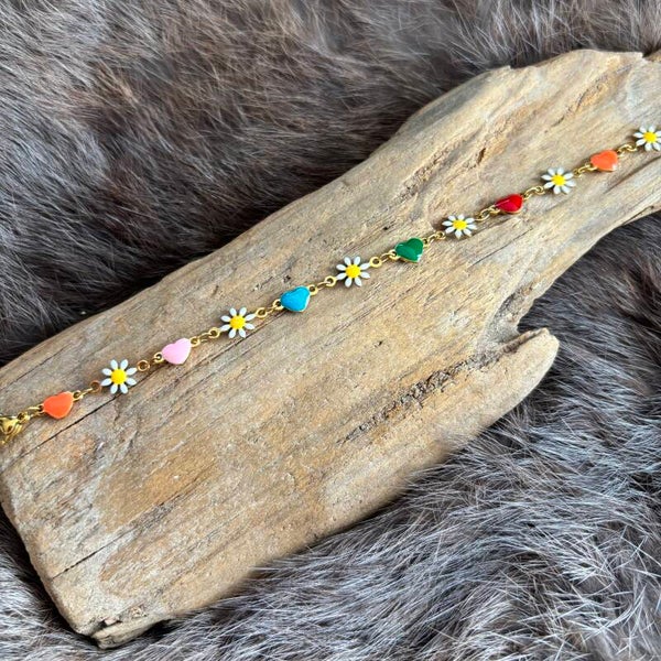 Armband flower & hearts