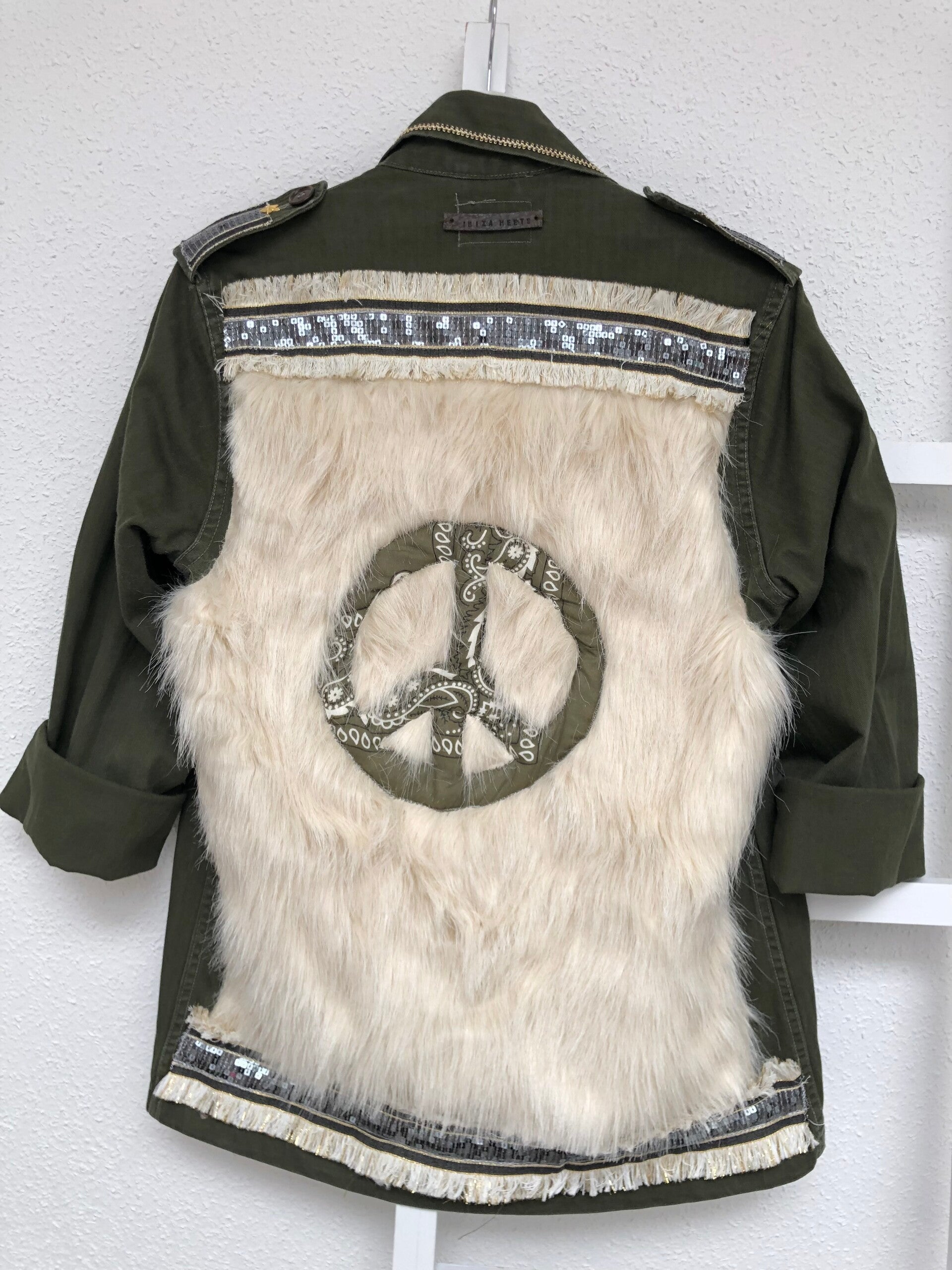 Up-cycled original army jacket fake fur