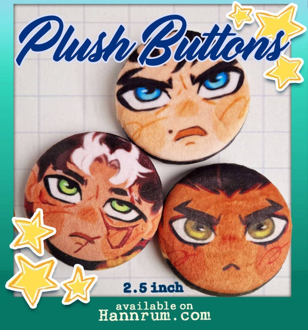 DC plush buttons