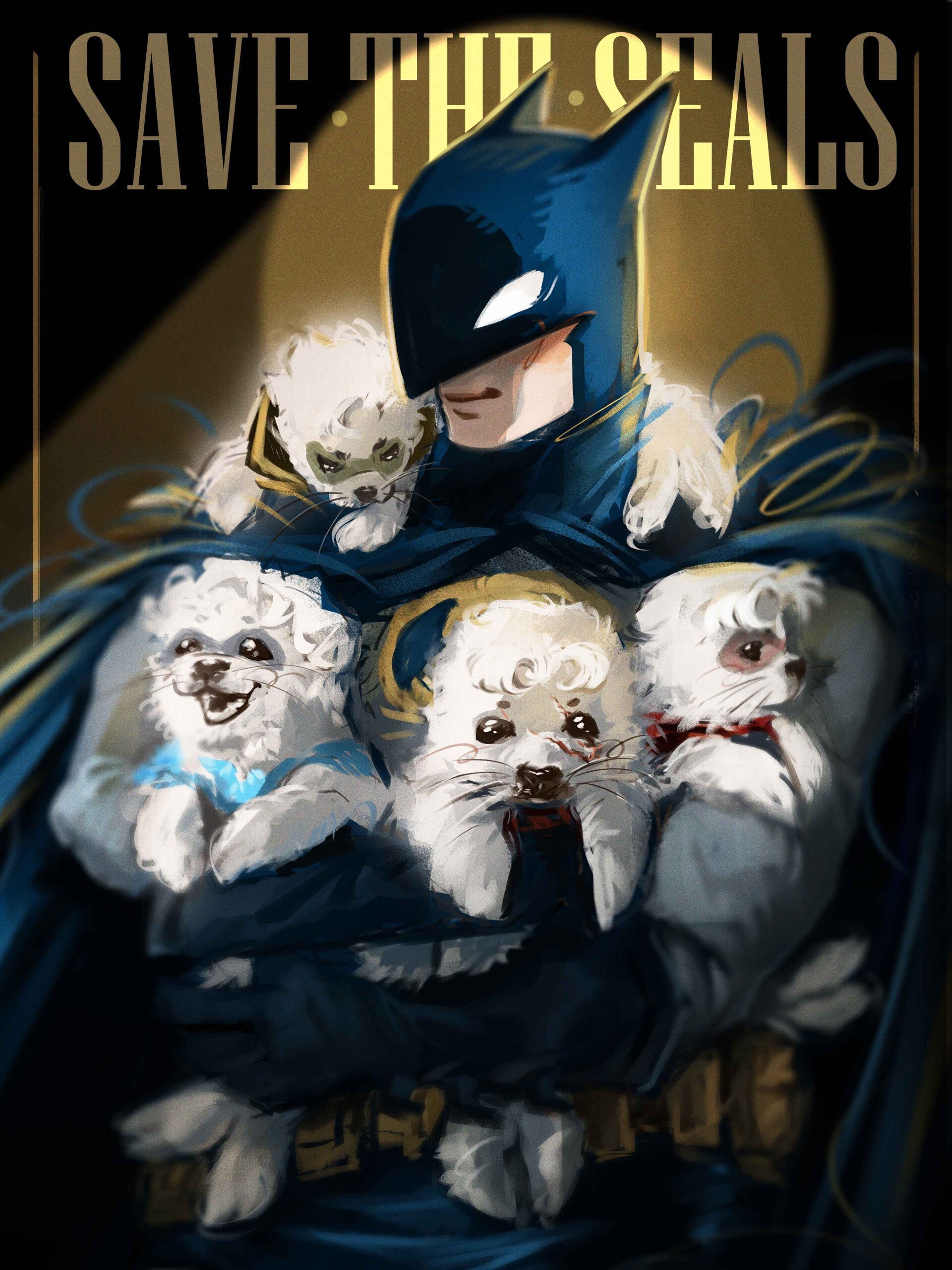 Postcard Seals Batman