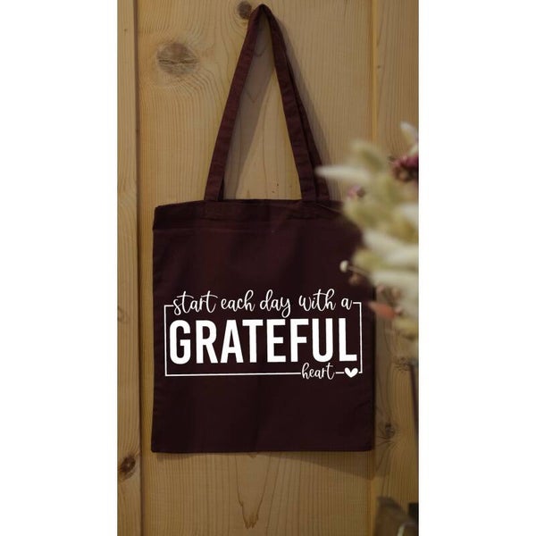 Stofftasche ,,start each day with a grateful heart''