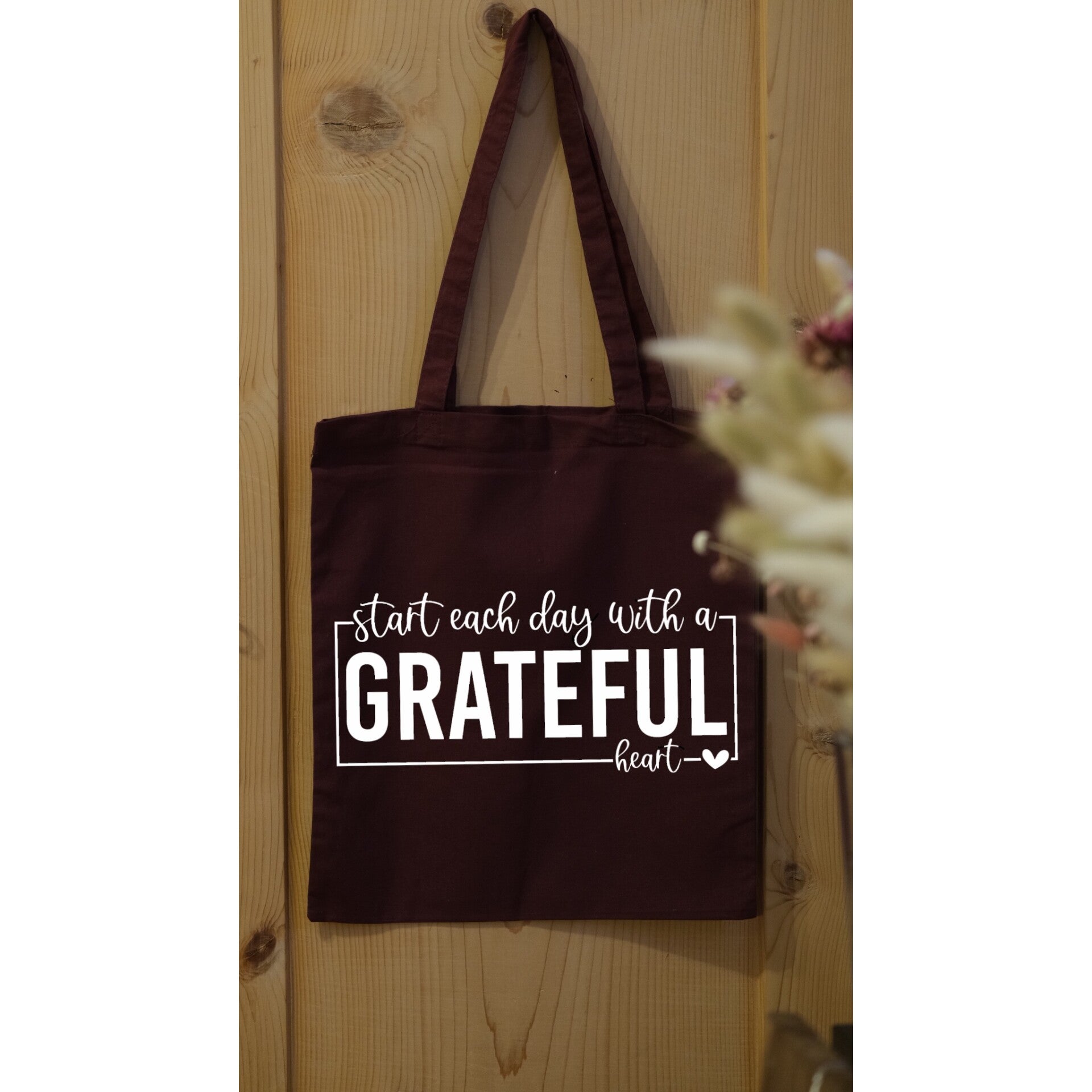 Stofftasche ,,start each day with a grateful heart''