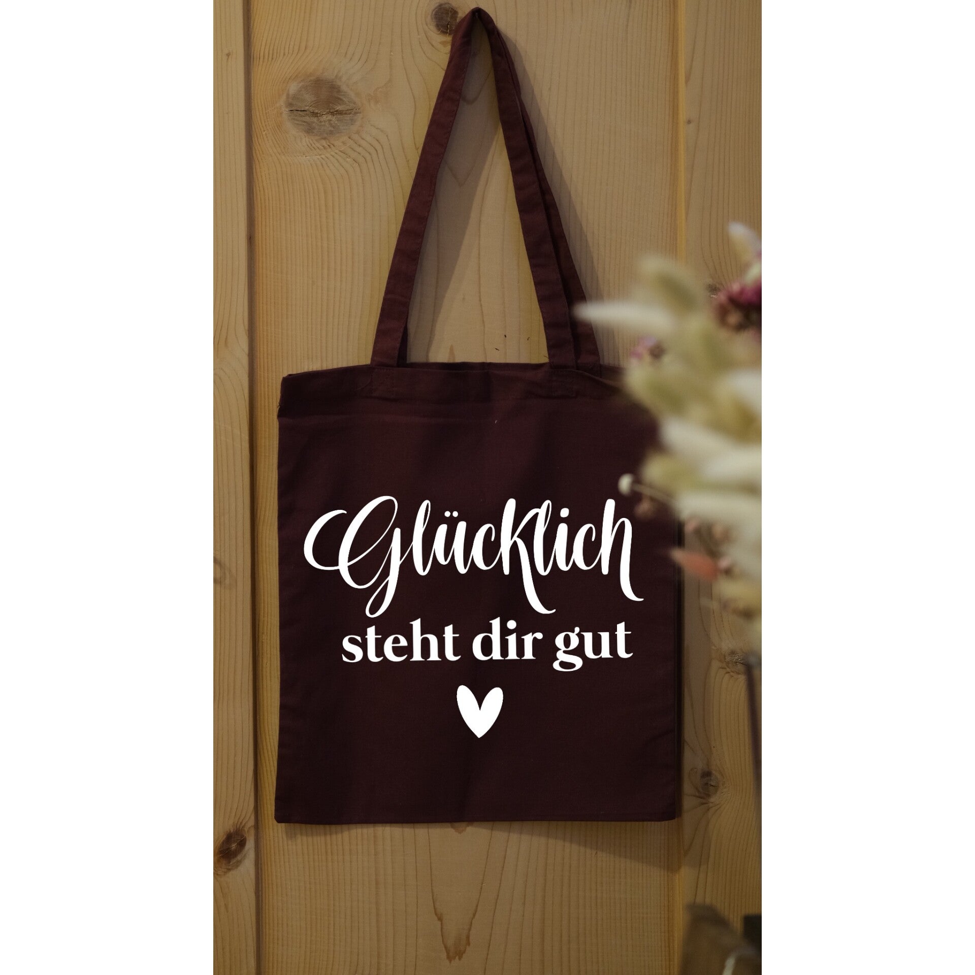 Stofftasche ,, glücklich steht dir gut''