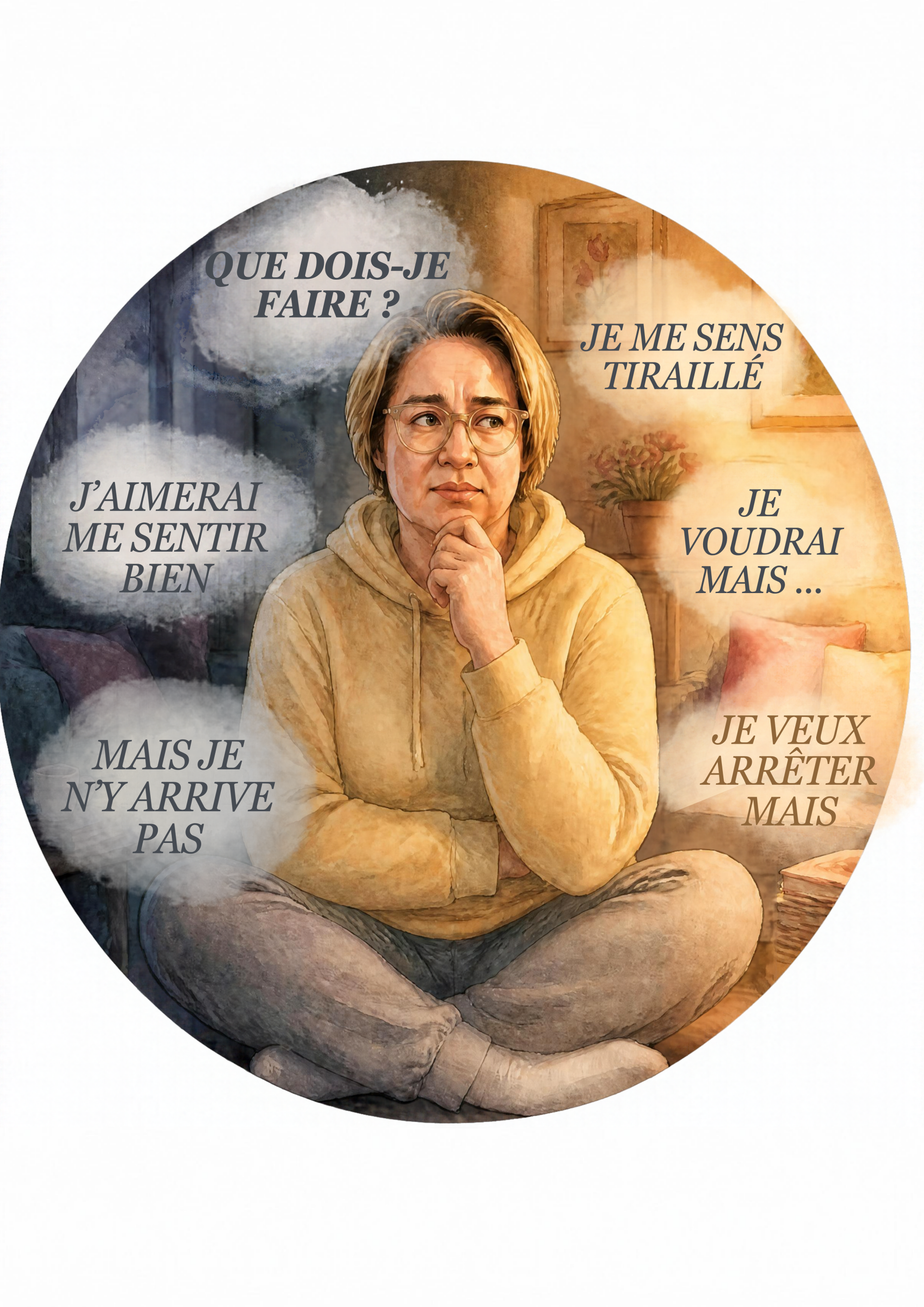 une personne est tiraillée en conflit intérieur