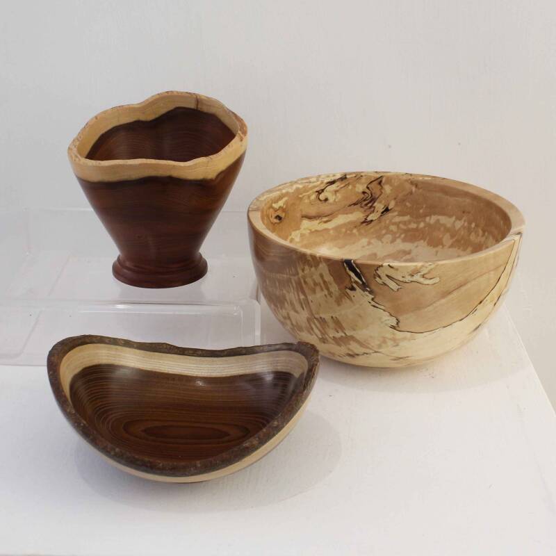 Three organic form hand turned bowls by Adam Lafosse. Click image to go to wood page.
