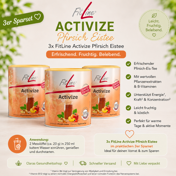 🍑 Neu im Shop: Activize Pfirsich-Eistee im 3er Sparset!