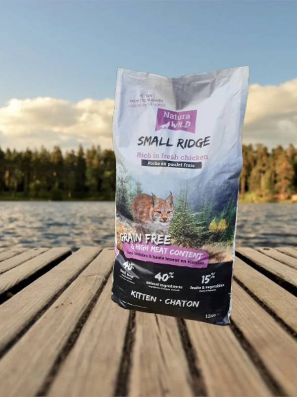 Croquettes sans céréales au poulet pour chaton Small Ridge 12kg - Natura Wild