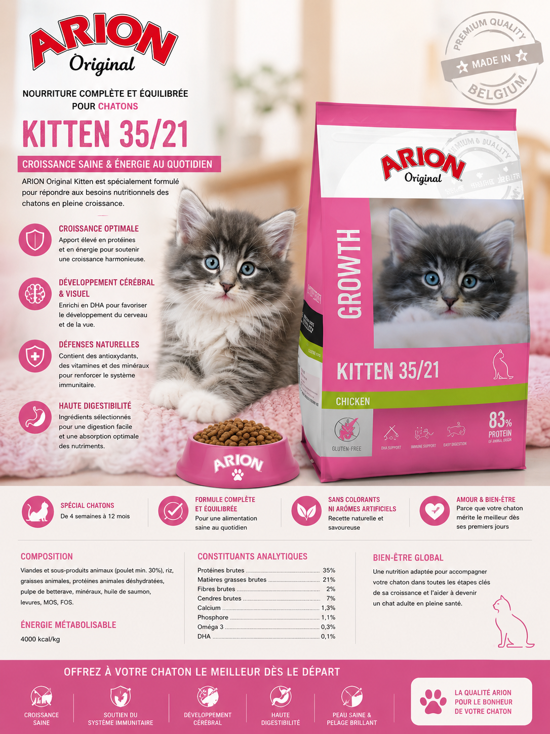 Arion Original  Nourriture pour Chats Original Kitten 2kg ( Chaton )