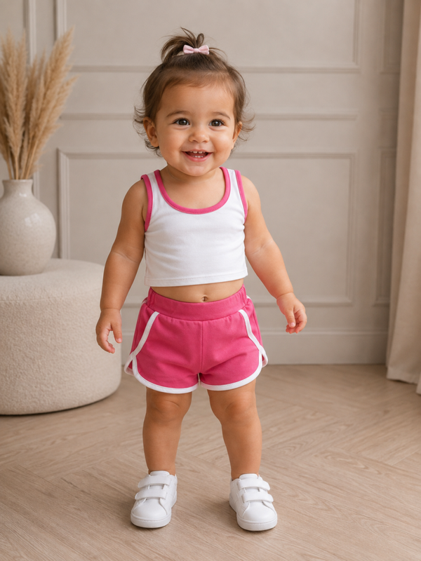 Baby set roze wit