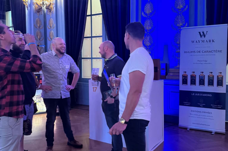 Conversations at the WAYMARK stand during the 2026 Salon du Rhum in Spa.