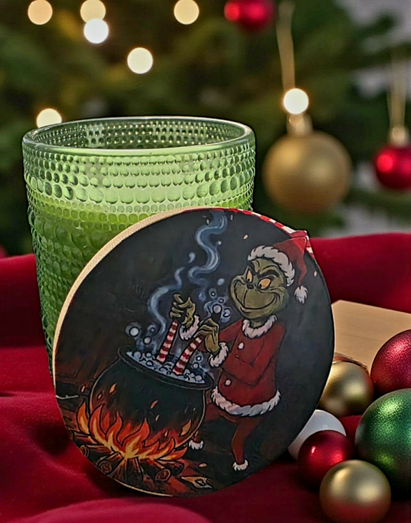 Grinch Fart Scented Soy Wax Candles in 8oz or 10 oz Green Glass Jar