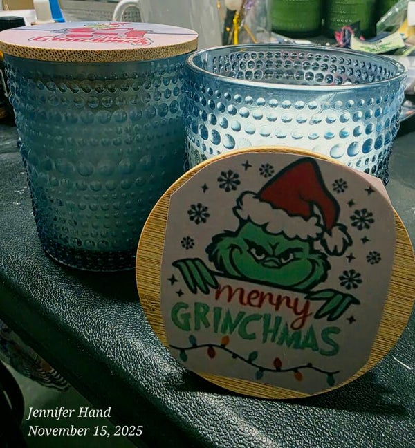 Peppermint Hot Cocoa Soy Candle in Grinch Jar