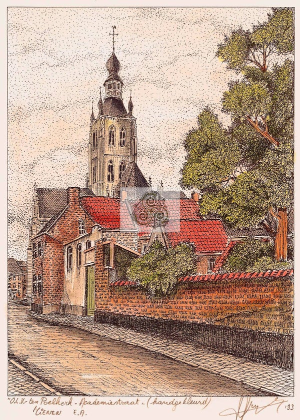 Handgekleurde en genummerde drukken