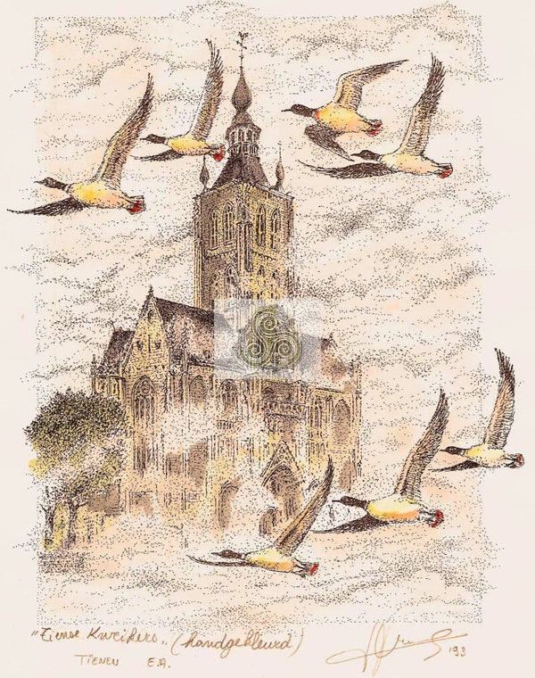 Handgekleurde en genummerde drukken