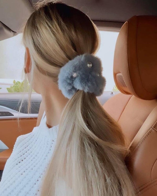 Pearl Fur Scrunchies
