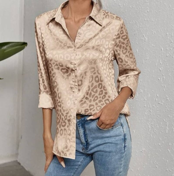 Nude Leopard Button Up