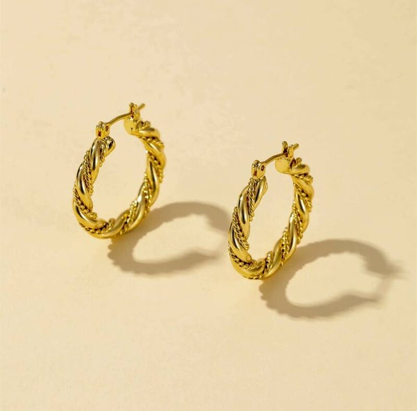 Golden Twist Hoops