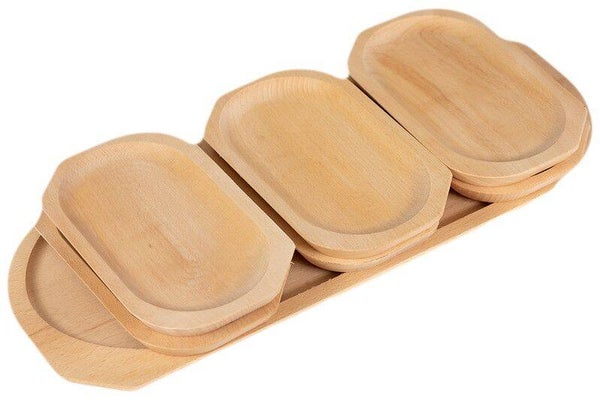 Familien Set 6+1 Holztellern