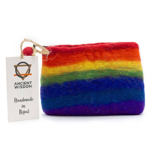 Natuurlijke Vilten Ritstasje  - Regenboog