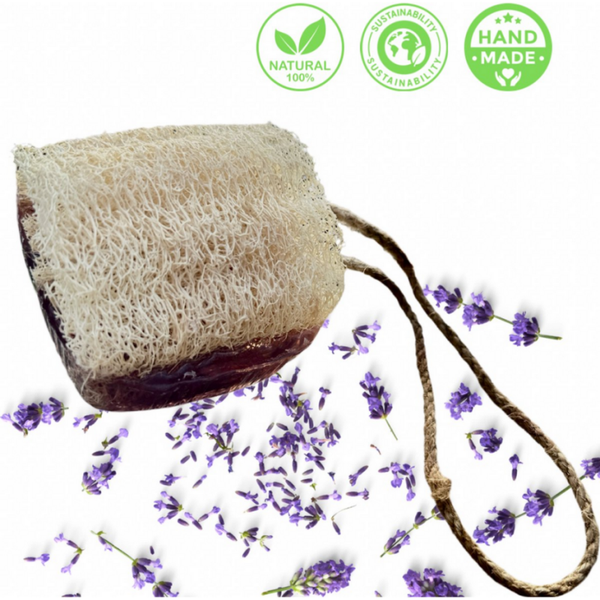 Lavendel zeep met Luffa & Koord