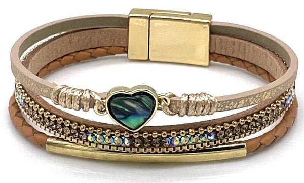 Leren armband met hart bruin of wit