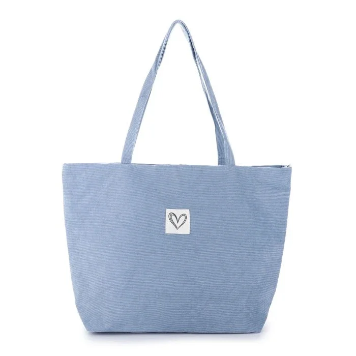 Corduroy shopper blauw