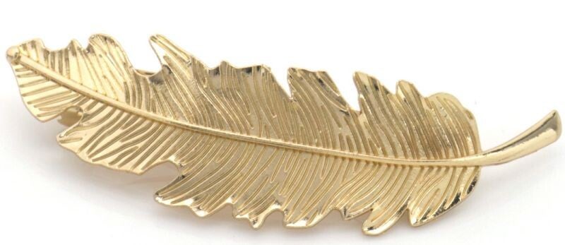 Hair Clip Feather 8.5cm zilver of goud