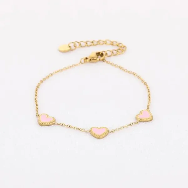 Armband hartjes roze