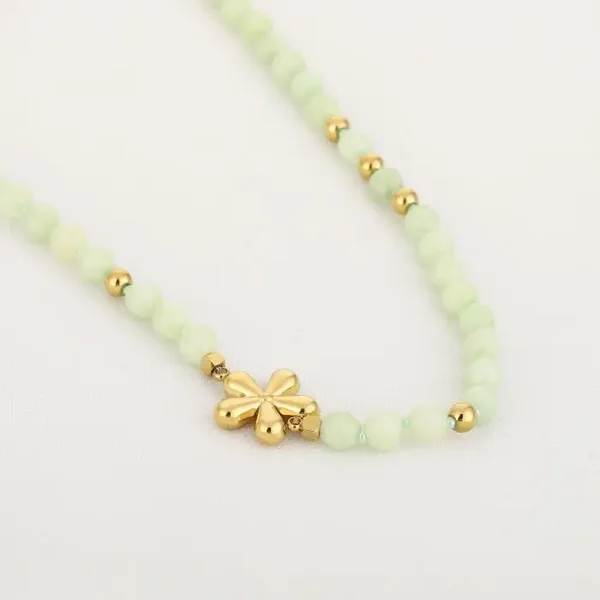 Ketting met bloem groen