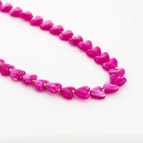 Hartjes ketting fucshia