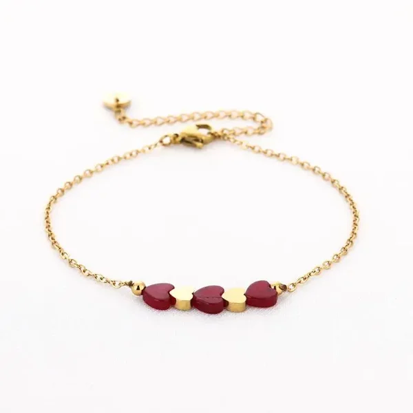 Hartjes armband rood