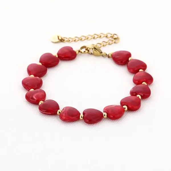 Hartjes armband rood
