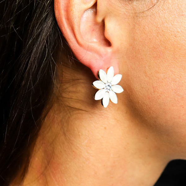 Parel - Vintage Glas - Bloemen - Oorbellen